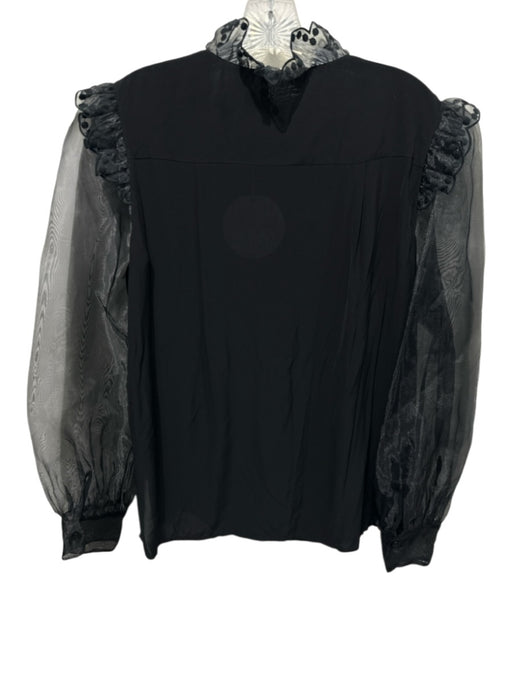 See By Chloe Size 38 / M Black Polyester Long Balloon Sleeve Chiffon Accents Top Black / 38 / M