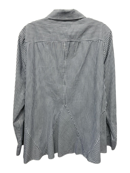 Derek Lam 10 Crosby Size XL Navy & white Cotton Long Sleeve Vertical Stripes Top Navy & white / XL
