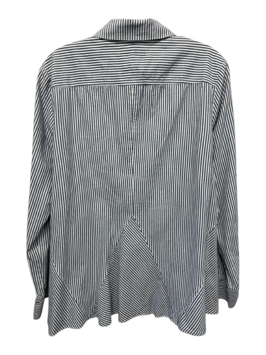 Derek Lam 10 Crosby Size XL Navy & white Cotton Long Sleeve Vertical Stripes Top Navy & white / XL