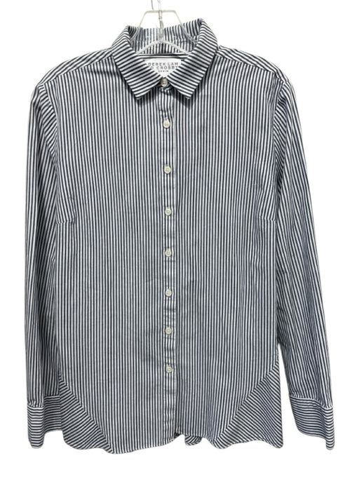 Derek Lam 10 Crosby Size XL Navy & white Cotton Long Sleeve Vertical Stripes Top Navy & white / XL