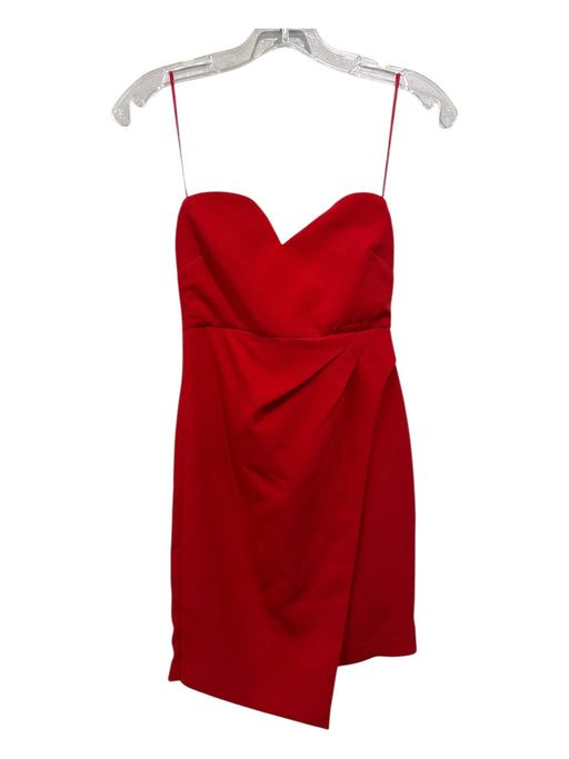 Likely Size 00 Red Polyester Blend Strapless Empire Waist Side Pleats Dress Red / 00