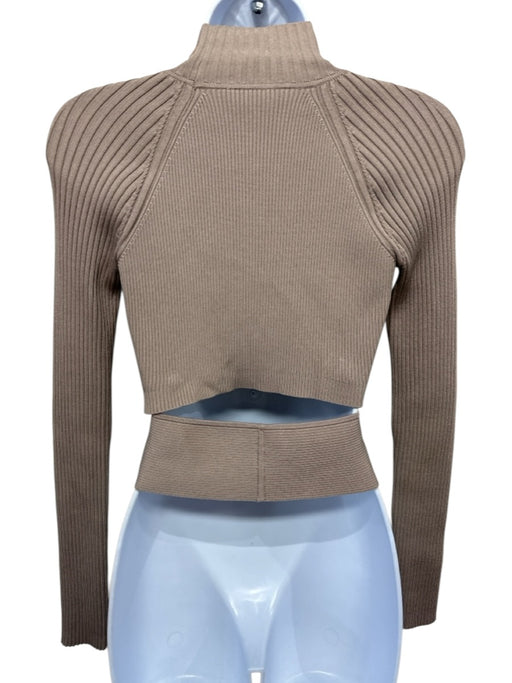 Jonathan Simkhai Size S Taupe Rayon Blend Rib Knit Long Sleeve Mock Neck Jacket Taupe / S
