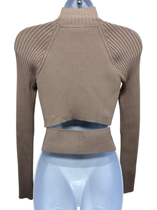 Jonathan Simkhai Size S Taupe Rayon Blend Rib Knit Long Sleeve Mock Neck Jacket Taupe / S