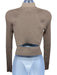 Jonathan Simkhai Size S Taupe Rayon Blend Rib Knit Long Sleeve Mock Neck Jacket Taupe / S