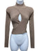Jonathan Simkhai Size S Taupe Rayon Blend Rib Knit Long Sleeve Mock Neck Jacket Taupe / S
