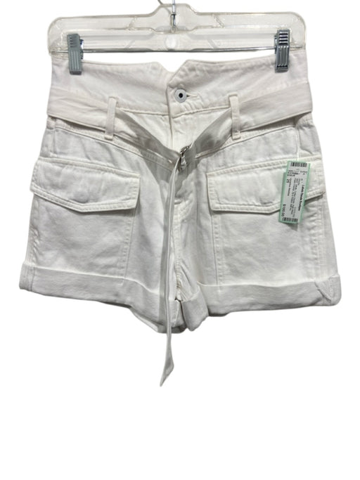 Jonathan Simkhai Size 25 White Cotton Denim High Waist Patch Pocket Shorts White / 25