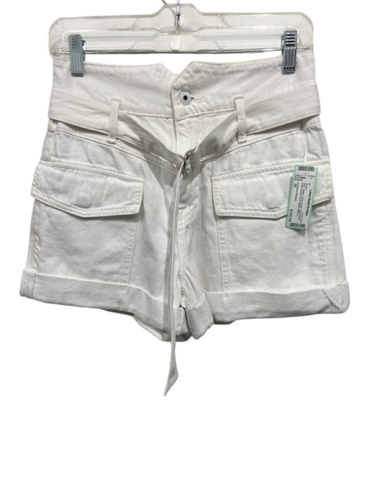Jonathan Simkhai Size 25 White Cotton Denim High Waist Patch Pocket Shorts White / 25