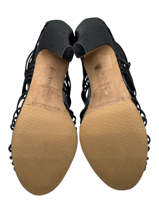 Loeffler Randall Shoe Size 8.5 Black Leather Round Toe Caged Back Zip Sandals Black / 8.5