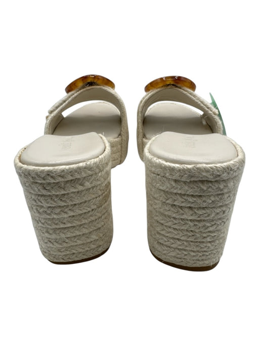 Cult Gaia Shoe Size 38 Cream & Brown Raffia Raffia Base Tortoise Buckle Sandals Cream & Brown / 38