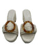 Cult Gaia Shoe Size 38 Cream & Brown Raffia Raffia Base Tortoise Buckle Sandals Cream & Brown / 38