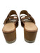 Veronica Beard Shoe Size 8 Light Brown Leather Gold Buckle Wood Sole Sandals Light Brown / 8