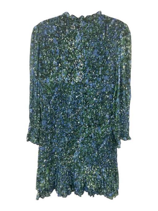 Veronica Beard Size 4 Green, Blue, Black Viscose Long Sleeve Marble Print Dress Green, Blue, Black / 4