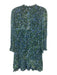 Veronica Beard Size 4 Green, Blue, Black Viscose Long Sleeve Marble Print Dress Green, Blue, Black / 4