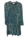 Veronica Beard Size 4 Green, Blue, Black Viscose Long Sleeve Marble Print Dress Green, Blue, Black / 4