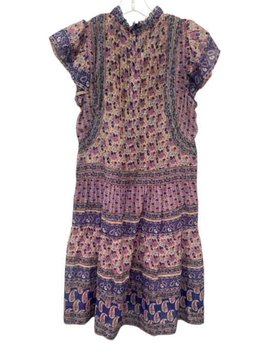 Sea New York Size 4 purple, blue, beige Cotton Ruffle Cap Sleeve Mini Dress purple, blue, beige / 4