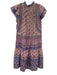 Sea New York Size 4 purple, blue, beige Cotton Ruffle Cap Sleeve Mini Dress purple, blue, beige / 4