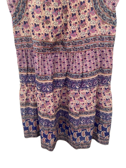 Sea New York Size 4 purple, blue, beige Cotton Ruffle Cap Sleeve Mini Dress purple, blue, beige / 4