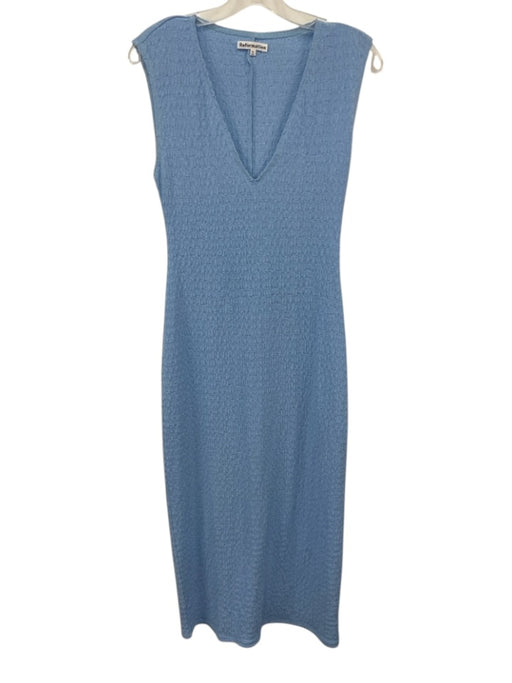 Reformation Size S Light Blue Polyester Sleeveless Textured V Neck Midi Dress Light Blue / S
