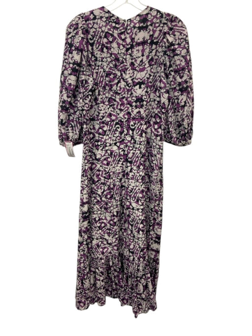 Sea New York Size 2 Purple, Black, White Cotton & Silk Puff 1/2 Sleeve Dress Purple, Black, White / 2