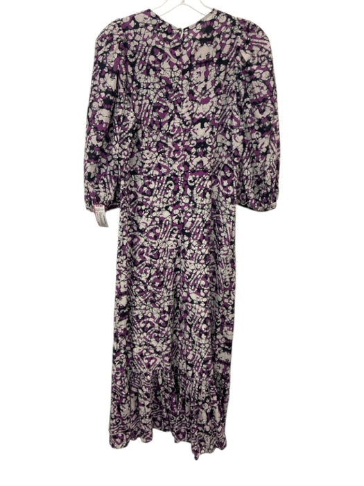 Sea New York Size 2 Purple, Black, White Cotton & Silk Puff 1/2 Sleeve Dress Purple, Black, White / 2