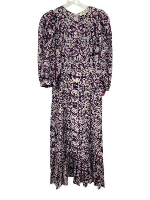 Sea New York Size 2 Purple, Black, White Cotton & Silk Puff 1/2 Sleeve Dress Purple, Black, White / 2