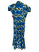 Philosophy di Lorenzo Serafini Size 2 Blue, Green, Cream Puff Cap Sleeve Dress Blue, Green, Cream / 2