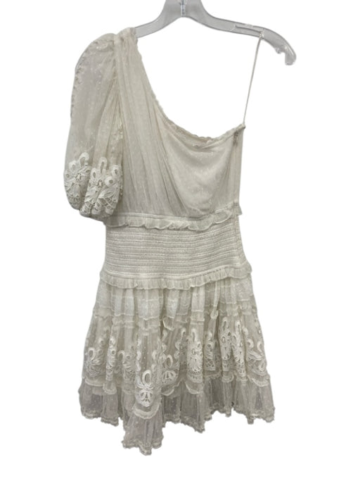 Rococo Sand Size S White Nylon One Sleeve Lace Smocked Waist Mini Dress White / S