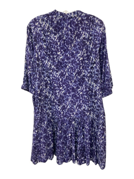 Sea New York Size 2 Purple, Blue, White Cotton Puff 1/2 Sleeve Mock Neck Dress Purple, Blue, White / 2