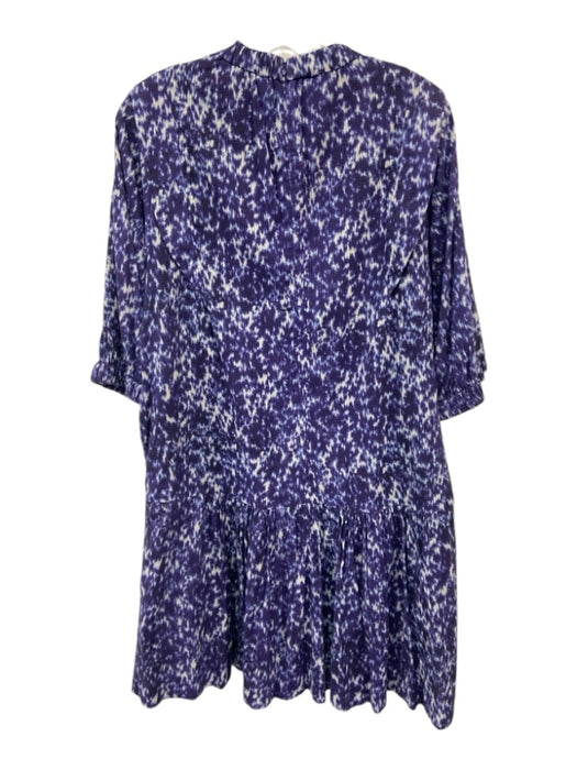 Sea New York Size 2 Purple, Blue, White Cotton Puff 1/2 Sleeve Mock Neck Dress Purple, Blue, White / 2