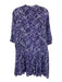 Sea New York Size 2 Purple, Blue, White Cotton Puff 1/2 Sleeve Mock Neck Dress Purple, Blue, White / 2