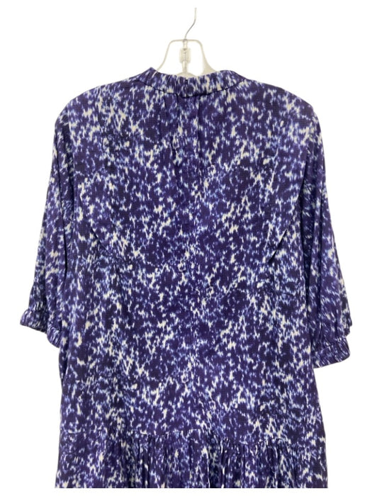 Sea New York Size 2 Purple, Blue, White Cotton Puff 1/2 Sleeve Mock Neck Dress Purple, Blue, White / 2