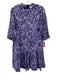 Sea New York Size 2 Purple, Blue, White Cotton Puff 1/2 Sleeve Mock Neck Dress Purple, Blue, White / 2