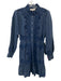 Sea New York Size 2 Dark Blue Puff 3/4 Sleeve Eyelet Lace Buttons Mini Dress Dark Blue / 2