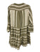 Devotion Twins Size XS Olive Green & White Cotton 3/4 Trumpet Sleeve Mini Dress Olive Green & White / XS