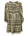 Devotion Twins Size XS Olive Green & White Cotton 3/4 Trumpet Sleeve Mini Dress Olive Green & White / XS