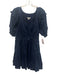 Anna Cate Size L Navy Blue Cotton Short Puff Sleeve Scoop Neck Waist tie Dress Navy Blue / L