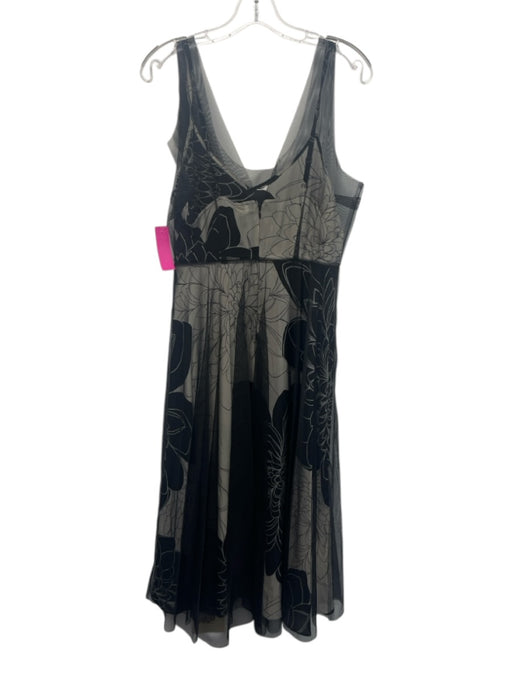 Tracy Reese Size 10 Black & White Polyester Sleeveless Lace Overlay Midi Dress Black & White / 10