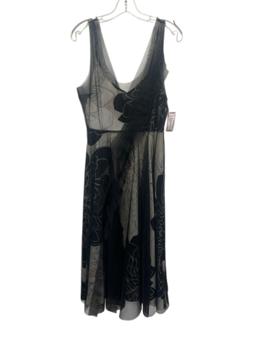 Tracy Reese Size 10 Black & White Polyester Sleeveless Lace Overlay Midi Dress Black & White / 10