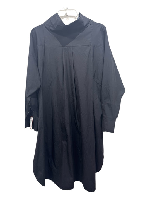 COS Size 2 Black Cotton Long Sleeve Mock Neck Paneled Below knee Dress Black / 2