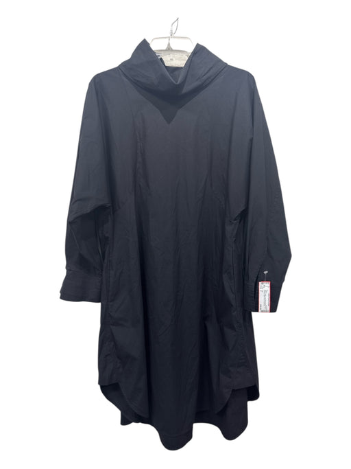 COS Size 2 Black Cotton Long Sleeve Mock Neck Paneled Below knee Dress Black / 2