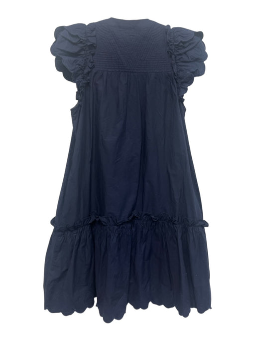 Sea New York Size XS Navy Blue Cotton Ruffle Cap Sleeve Buttons Dress Navy Blue / XS
