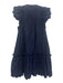 Sea New York Size XS Navy Blue Cotton Ruffle Cap Sleeve Buttons Dress Navy Blue / XS