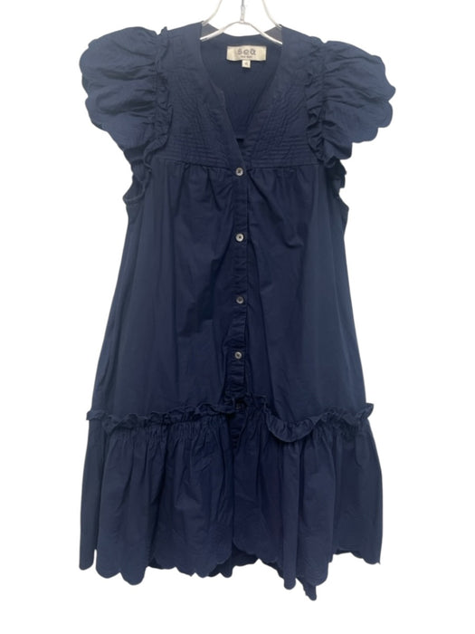 Sea New York Size XS Navy Blue Cotton Ruffle Cap Sleeve Buttons Dress Navy Blue / XS
