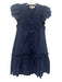 Sea New York Size XS Navy Blue Cotton Ruffle Cap Sleeve Buttons Dress Navy Blue / XS