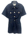 Frame Size XS Dark Wash Cotton Denim Short Sleeve Contrast Stitch Button Dress Dark Wash / XS