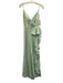 Mac Duggal Size 2 Mint Green Polyester Sleeveless Leg Slit V Neck Ruffles Gown Mint Green / 2