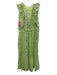 Yvonne S Size S Light Green & Pink Cotton Ruffle Cap Sleeve V Neck Midi Dress Light Green & Pink / S