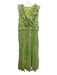Yvonne S Size S Light Green & Pink Cotton Ruffle Cap Sleeve V Neck Midi Dress Light Green & Pink / S