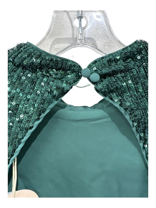 Camila Coelho Size S Hunter Green Polyester Short Balloon Sleeve Mock Neck Dress Hunter Green / S