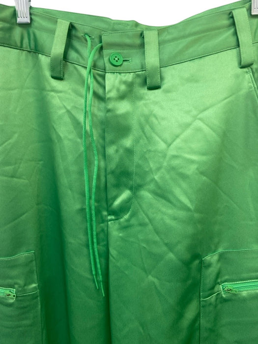 Y-3 Size S Green Triacetate Blend Satin Cargo Zip Pocket Jogger Pants Green / S